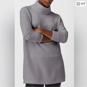 SPANX Air Essentials Turtle Neck Tunic Heather Gray Long Sleeve Top Size M